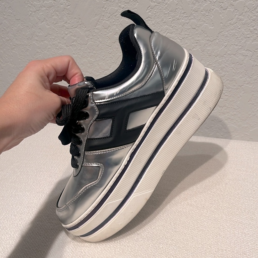 Coco Rossino Silver and Black Platform Sneakers - Picture 4 of 13